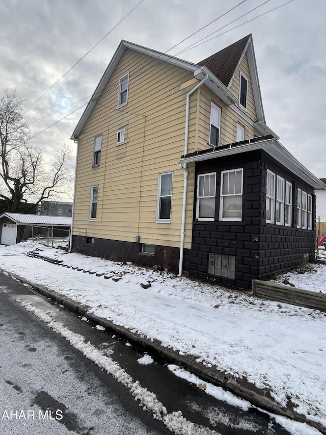 view of snowy exterior