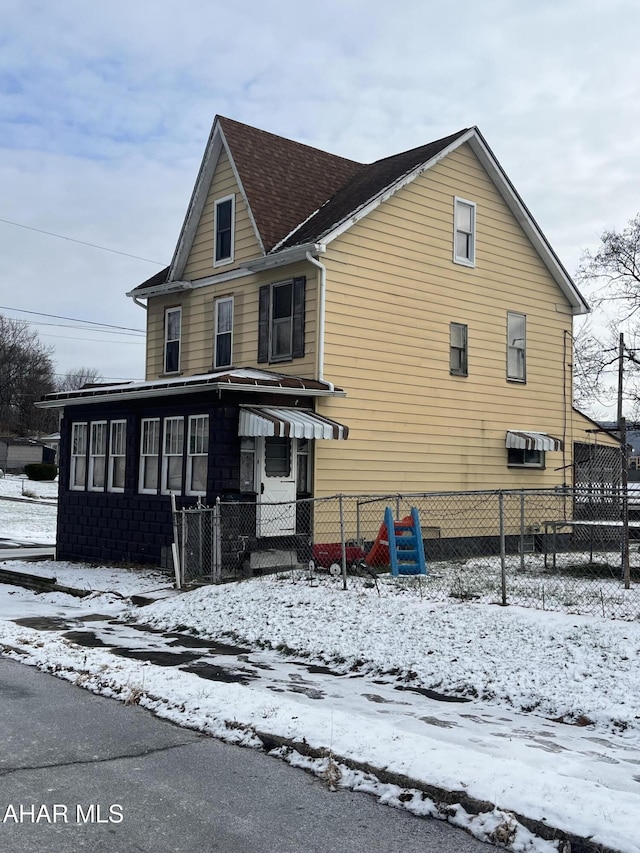 view of snowy exterior