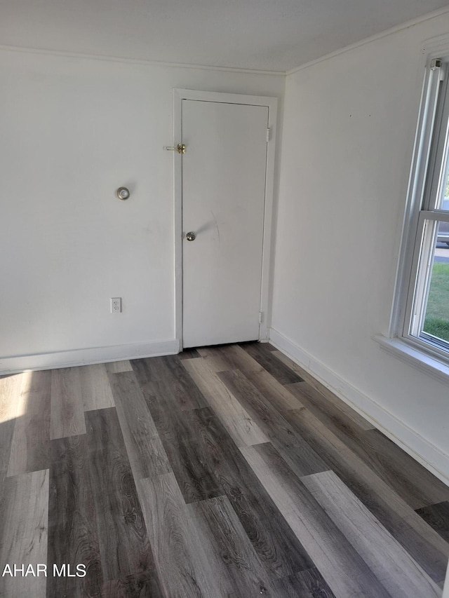 spare room featuring dark wood-type flooring