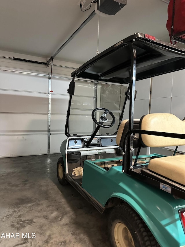 garage with a garage door opener