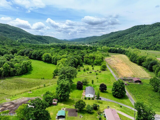 157 Cove Rd, Buffalo Mills, PA 15534 - aerial view of sparsely populated area with a heavily wooded area and a mountain backdrop