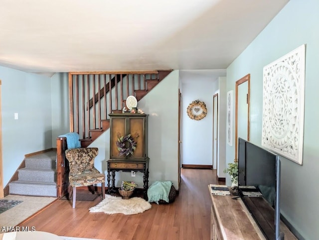 sitting room featuring wood-type flooring