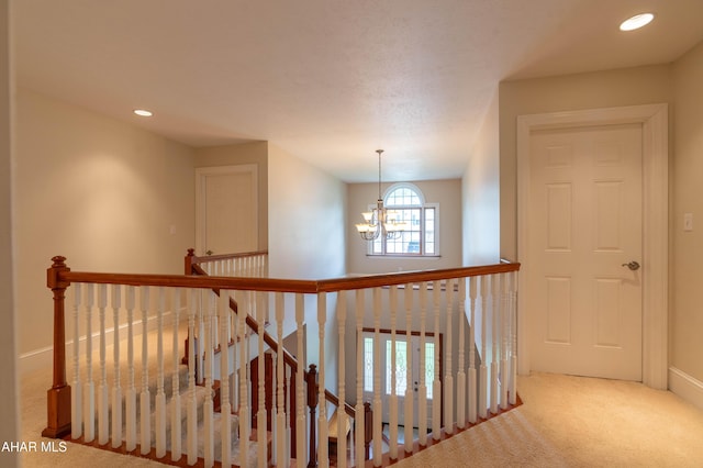 738 Chapel Dr, Altoona, PA 16602 - corridor featuring carpet flooring, a chandelier, recessed lighting, and baseboards