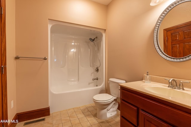 738 Chapel Dr, Altoona, PA 16602 - bathroom featuring toilet, tile patterned flooring, vanity, and shower / washtub combination