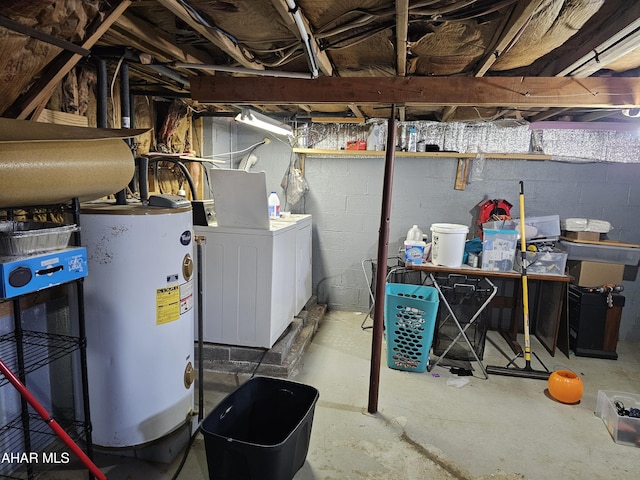 basement with water heater