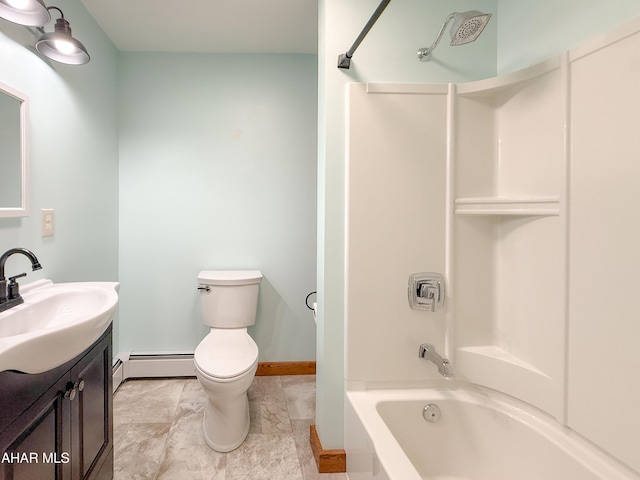 346 Lower Snake Spring Rd, Everett, PA 15537 - bathroom featuring baseboard heating, vanity, and  shower combination