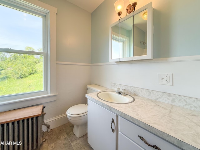 346 Lower Snake Spring Rd, Everett, PA 15537 - bathroom featuring radiator heating unit, vanity, and healthy amount of natural light