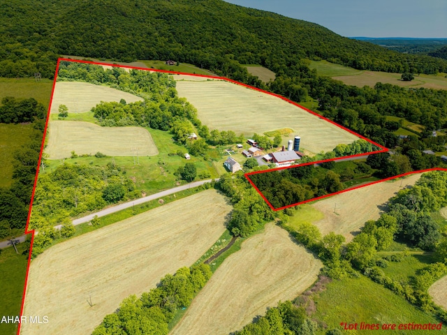 346 Lower Snake Spring Rd, Everett, PA 15537 - overview of rural landscape with property boundaries highlighted