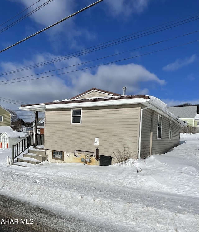 view of snowy exterior