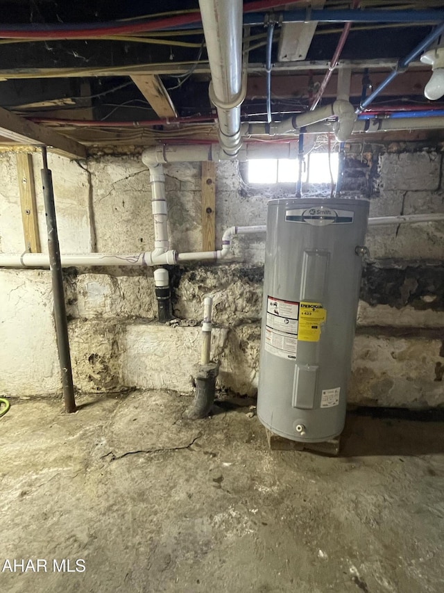 utility room with electric water heater