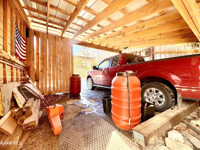 view of garage