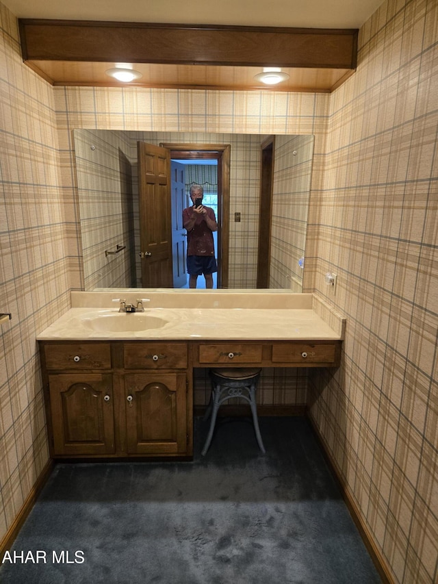 3576 Juniata Gap Rd, Altoona, PA 16601 - bathroom featuring wallpapered walls and vanity