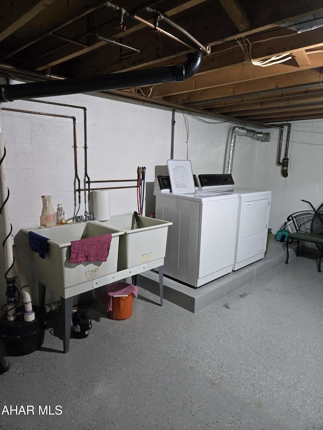3576 Juniata Gap Rd, Altoona, PA 16601 - unfinished below grade area featuring washer and clothes dryer and concrete block wall