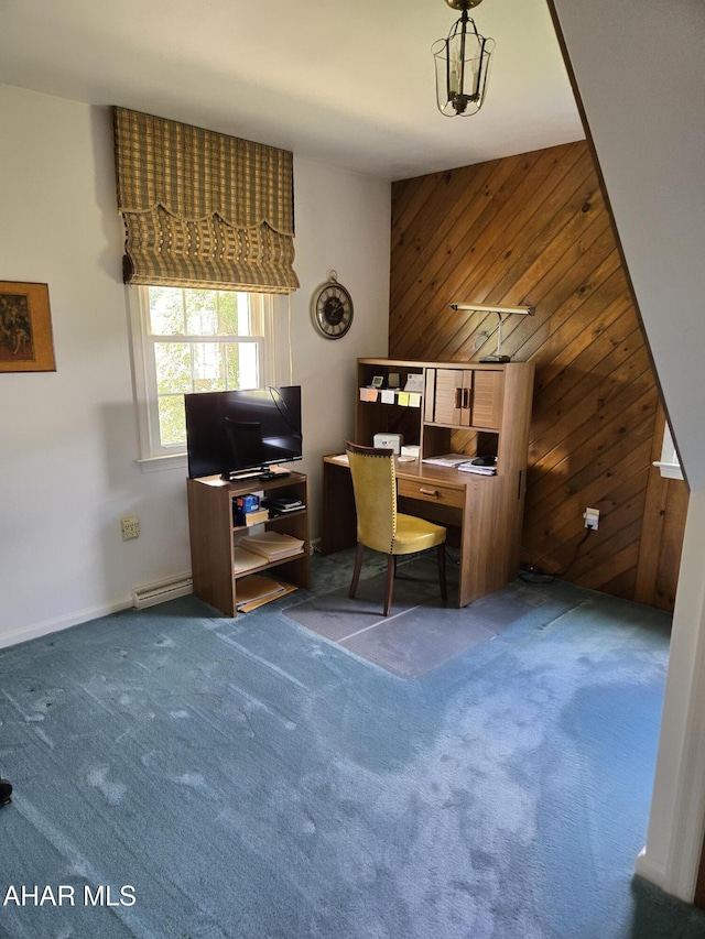 3576 Juniata Gap Rd, Altoona, PA 16601 - carpeted home office with wood walls