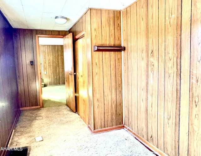 corridor with wood walls