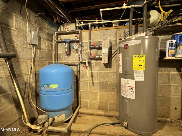 utility room with water heater