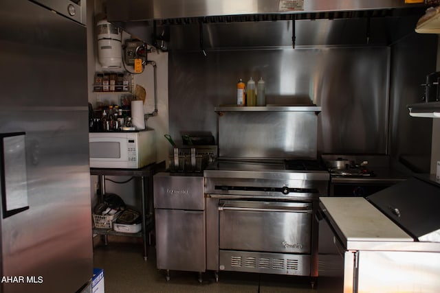 kitchen with stainless steel refrigerator