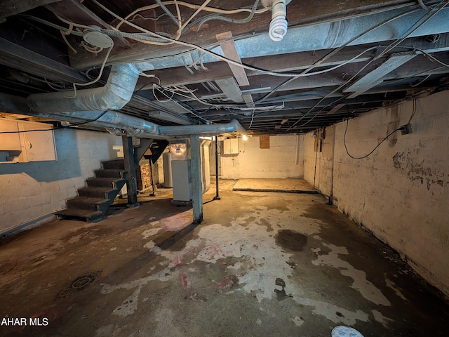 basement featuring water heater