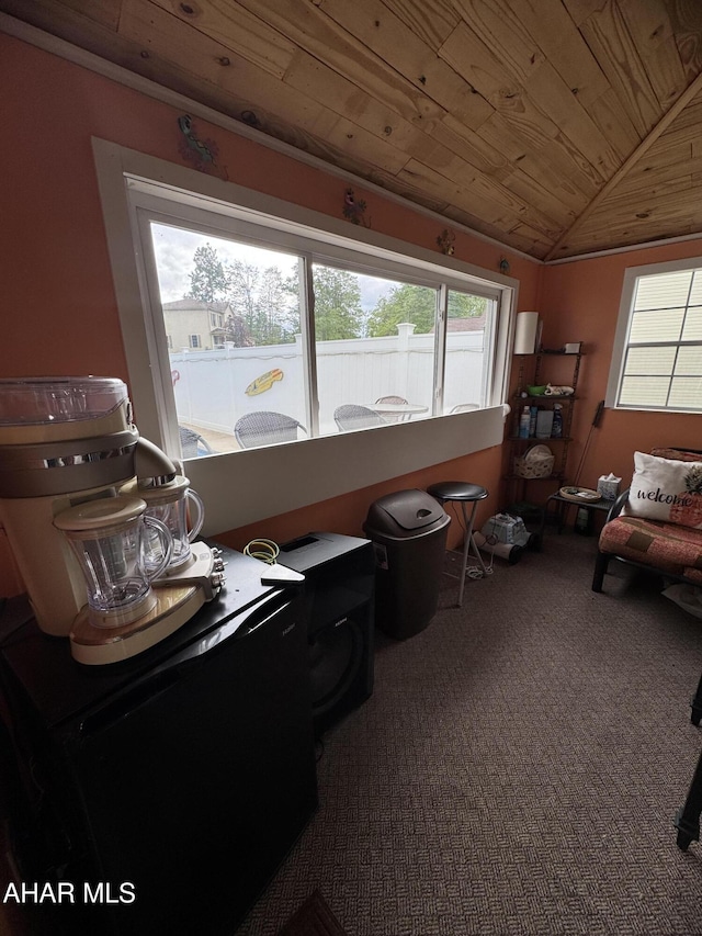 153 Frederick Rd, Altoona, PA 16602 - living area with wooden ceiling, healthy amount of natural light, lofted ceiling, and carpet