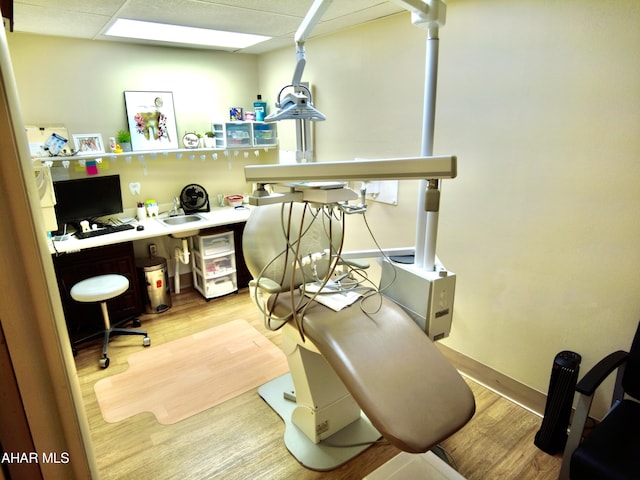 office space featuring light hardwood / wood-style floors