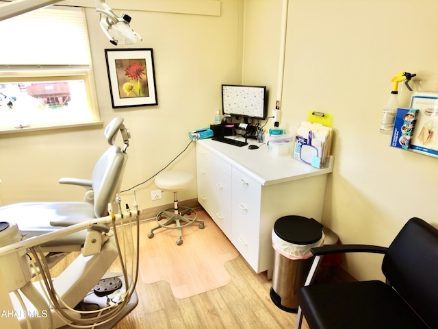 office space featuring light hardwood / wood-style flooring