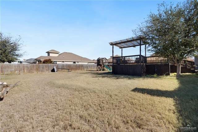 view of yard with a playground