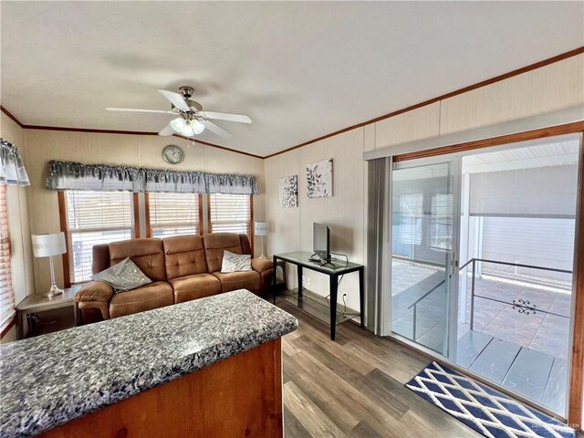 tiled spare room featuring french doors, ceiling fan, and lofted ceiling