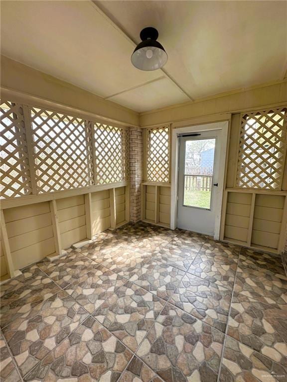 view of unfurnished sunroom