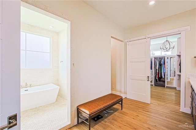 4835 Bryan Rd, Palmhurst, TX 78573 - full bathroom featuring a soaking tub, wood finished floors, healthy amount of natural light, and recessed lighting