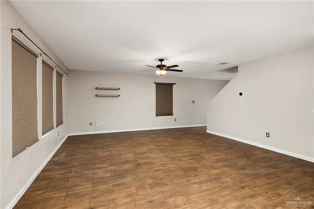 3838 View Point Dr, Edinburg, TX 78542 - unfurnished living room featuring baseboards, a ceiling fan, and wood finished floors