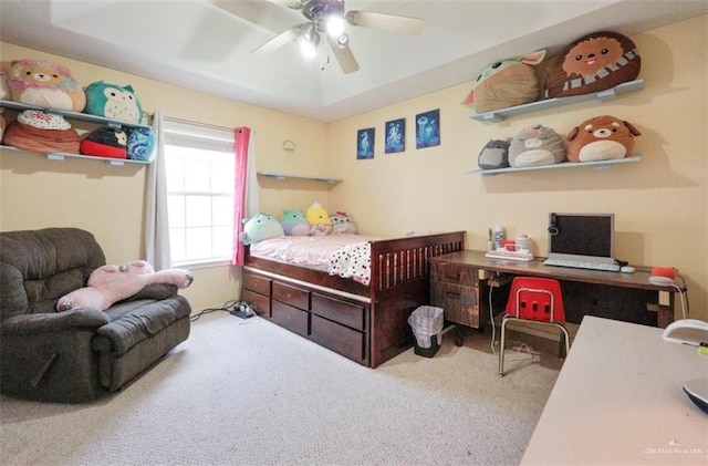 4010 Blackhawk St, Edinburg, TX 78539 - carpeted bedroom featuring a ceiling fan
