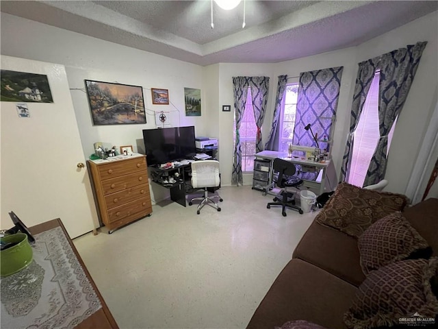 office featuring a textured ceiling