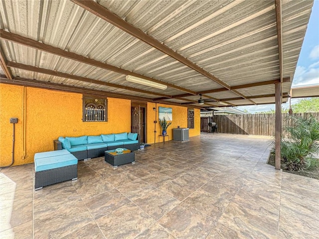 view of patio / terrace featuring an outdoor hangout area and central air condition unit