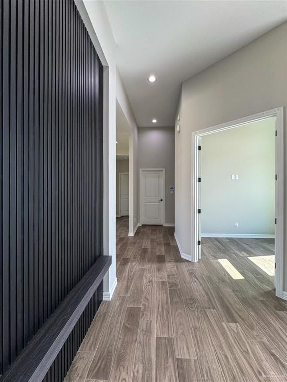 3807 Crimson St, Mission, TX 78574 - hall with wood finished floors, baseboards, and recessed lighting