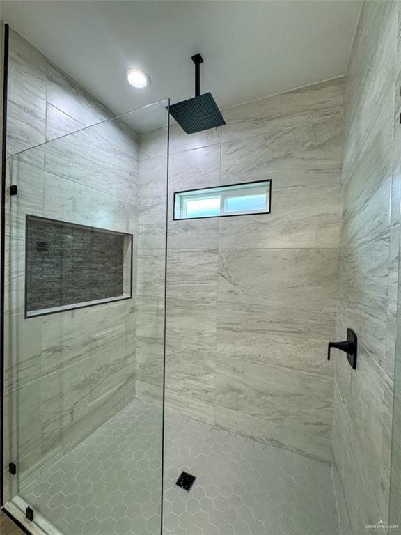 3807 Crimson St, Mission, TX 78574 - full bathroom with a stall shower and recessed lighting