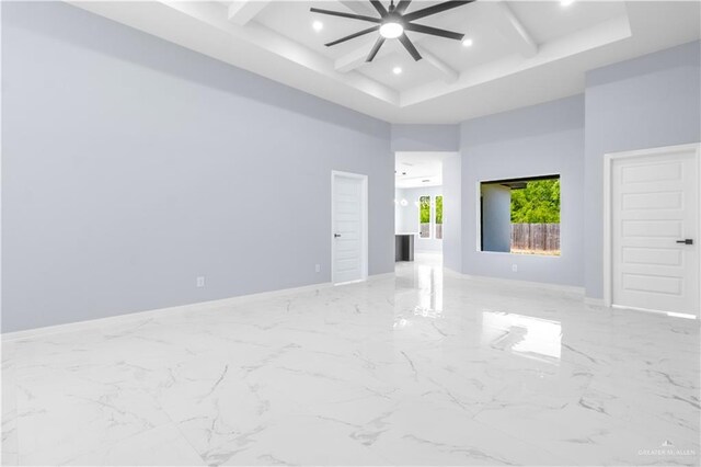 2903 E Zarzamora Ave, Hidalgo, TX 78557 - spare room featuring beam ceiling, baseboards, recessed lighting, and coffered ceiling