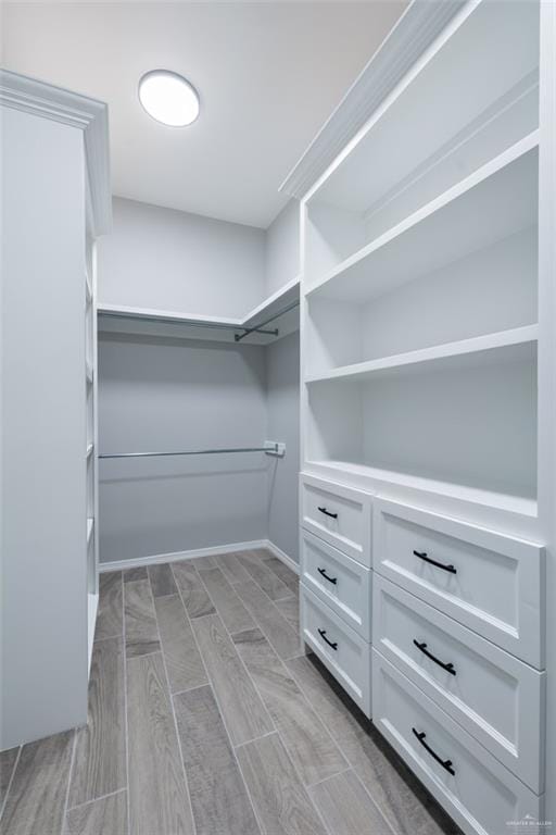 spacious closet with light wood-type flooring