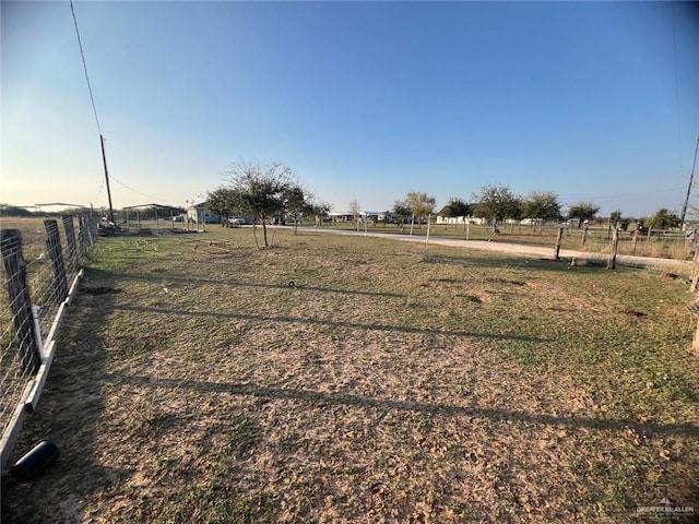 view of yard with a rural view