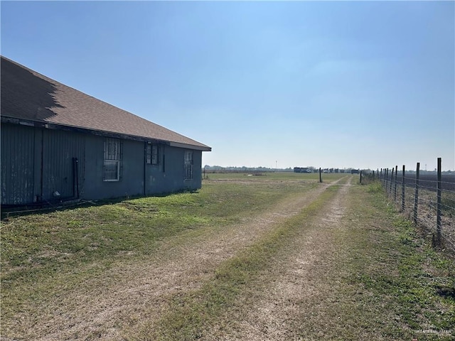 view of street with a rural view