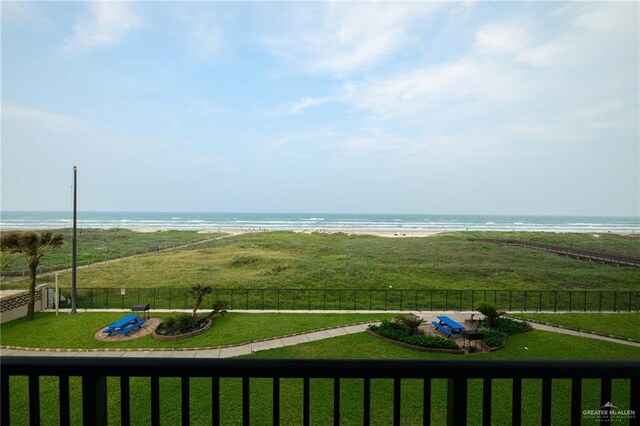 water view featuring fence