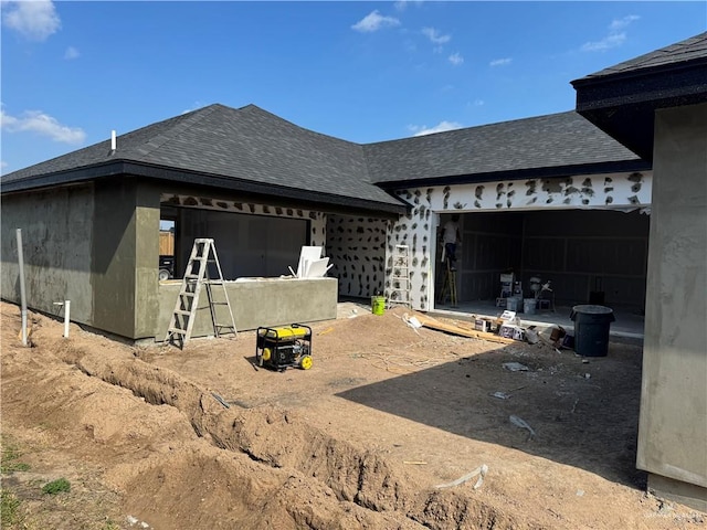 exterior space with a garage