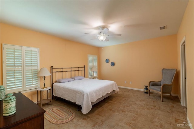 bedroom featuring ceiling fan