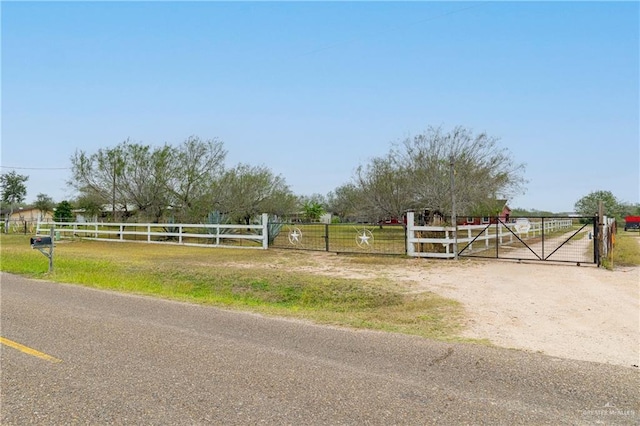 view of road featuring a rural view