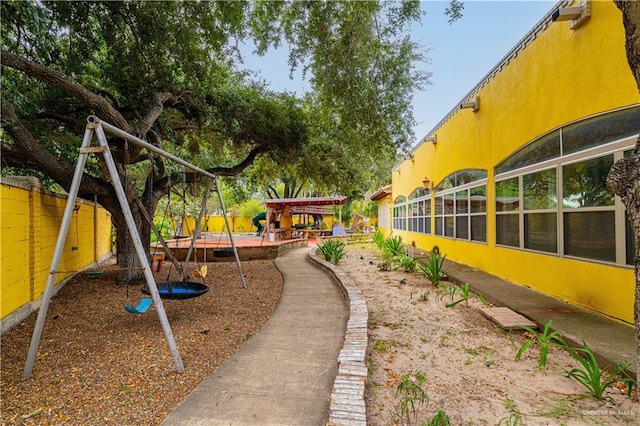 view of yard featuring a playground