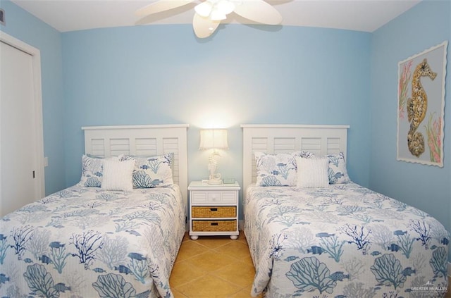 310A Padre Blvd Unit 1305, South Padre Island, TX 78597 - tiled bedroom featuring ceiling fan