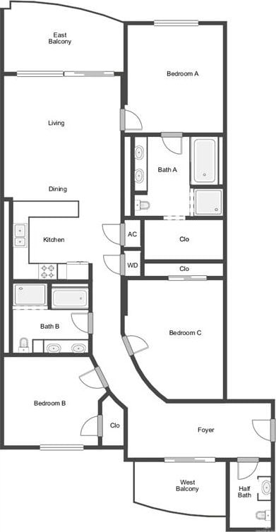 310A Padre Blvd Unit 1305, South Padre Island, TX 78597 - room layout