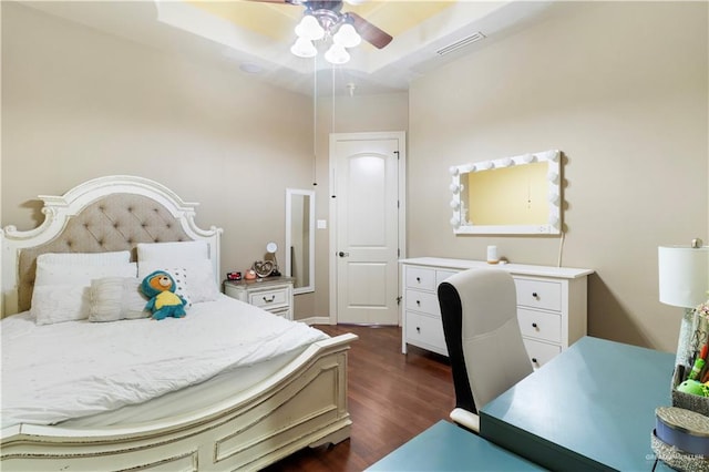 2428 Christina Ave, Mission, TX 78572 - bedroom with ceiling fan and dark hardwood / wood-style flooring