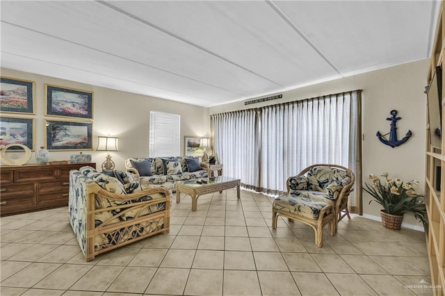 view of tiled living room