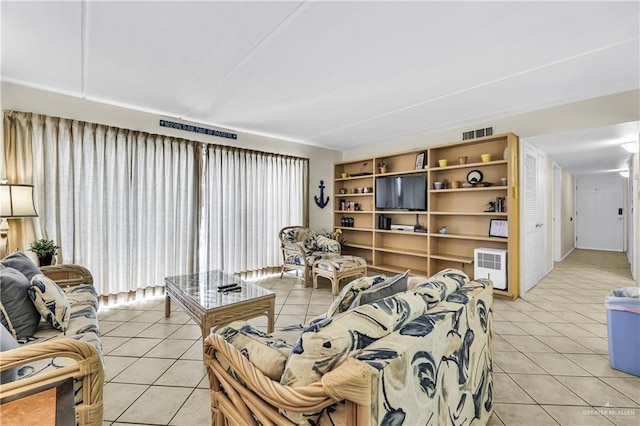 view of tiled living room