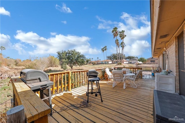 deck featuring area for grilling